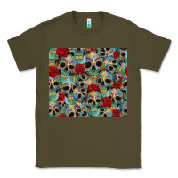 Army Green sugar skulls roses tumbler 3 Classic Tee - CTS Tumbler Store