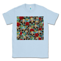 Dusty Blue sugar skulls roses tumbler 3 Classic Tee - CTS Tumbler Store