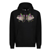 Black skeleton hands mardi gras Premium Hoodie - MaliasSmallBusiness