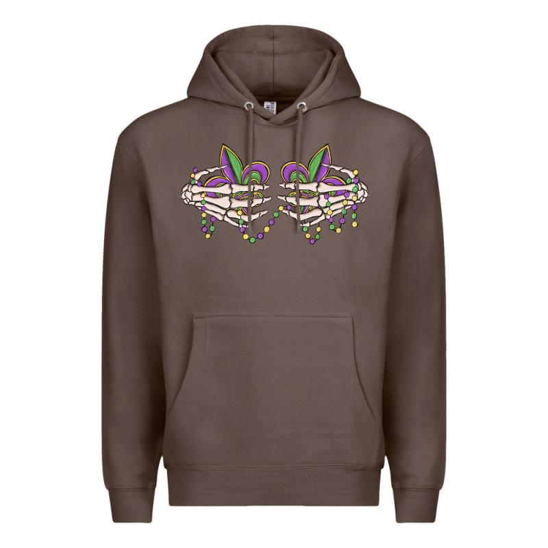 Skeleton Hands Mardi Gras Premium Hoodie by MaliasSmallBusiness | Teevron