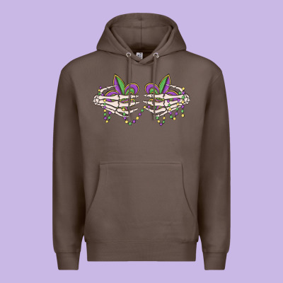 Skeleton Hands Mardi Gras Premium Hoodie Designed By Maliassmallbusiness