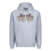Heather Grey skeleton hands mardi gras Premium Hoodie - MaliasSmallBusiness
