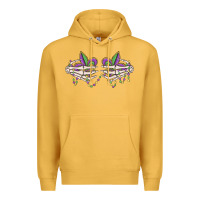 Mustard skeleton hands mardi gras Premium Hoodie - MaliasSmallBusiness