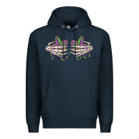 Navy skeleton hands mardi gras Premium Hoodie - MaliasSmallBusiness
