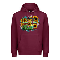 Burgundy wyoming map sunflower cactus serape Premium Hoodie - RanaPortraitStore