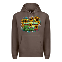 Coffee wyoming map sunflower cactus serape Premium Hoodie - RanaPortraitStore