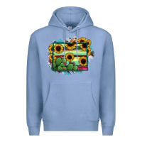 Colony Blue wyoming map sunflower cactus serape Premium Hoodie - RanaPortraitStore