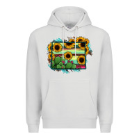 Dove Grey wyoming map sunflower cactus serape Premium Hoodie - RanaPortraitStore