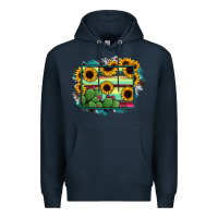 Navy wyoming map sunflower cactus serape Premium Hoodie - RanaPortraitStore