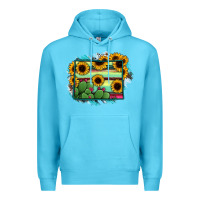 Ocean Blue wyoming map sunflower cactus serape Premium Hoodie - RanaPortraitStore