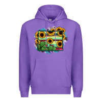 Purple wyoming map sunflower cactus serape Premium Hoodie - RanaPortraitStore