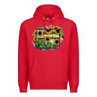 Red wyoming map sunflower cactus serape Premium Hoodie - RanaPortraitStore