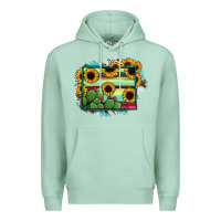 Seafoam wyoming map sunflower cactus serape Premium Hoodie - RanaPortraitStore