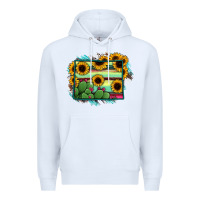 White wyoming map sunflower cactus serape Premium Hoodie - RanaPortraitStore
