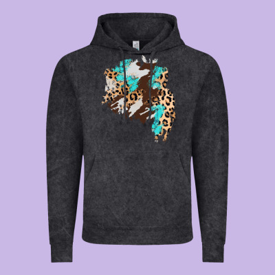 Cowhide Leopard Turquoise Patch Vintage Hoodie Designed By Adodesignshop