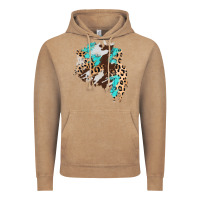 Vintage Coffee cowhide leopard turquoise patch Vintage Hoodie - AdoDesignShop