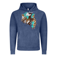 Vintage Denim cowhide leopard turquoise patch Vintage Hoodie - AdoDesignShop