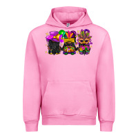 Fuchsia Pink Mardi Gras afro gnomies Urban Hoodie - BundleAndBundleShop