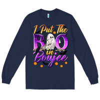 Navy I Put The Boo In Boujee Long Sleeve Tee - texasbilliewilder