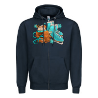 Navy Winter Ice Skating Boots And Coffee Zipper Hoodie - FaDigitalArtStudio