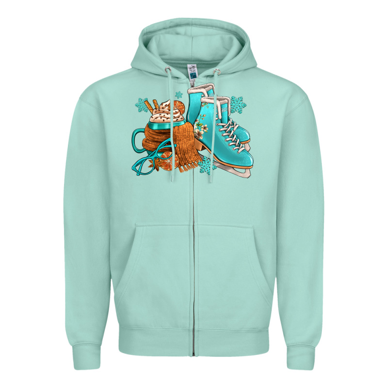 Winter Ice Skating Boots And Coffee Zipper Hoodie by FaDigitalArtStudio | Teevron