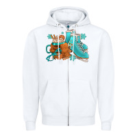 White Winter Ice Skating Boots And Coffee Zipper Hoodie - FaDigitalArtStudio