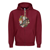 Burgundy sensitive savage skeleton middle finger Zipper Hoodie - FaDigitalArtStudio