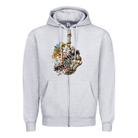Heather Grey sensitive savage skeleton middle finger Zipper Hoodie - FaDigitalArtStudio