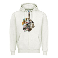 Oatmeal Heather sensitive savage skeleton middle finger Zipper Hoodie - FaDigitalArtStudio