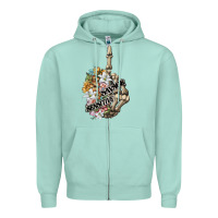 Seafoam sensitive savage skeleton middle finger Zipper Hoodie - FaDigitalArtStudio