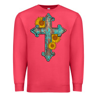 Cardinal turquoise sunflower cross Premium Sweatshirt - AdoDesignShop
