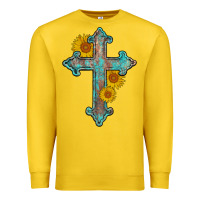 Turquoise Sunflower Cross Premium Sweatshirt | Teevron