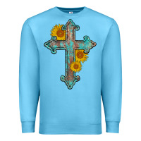 Ocean Blue turquoise sunflower cross Premium Sweatshirt - AdoDesignShop