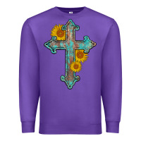 Purple turquoise sunflower cross Premium Sweatshirt - AdoDesignShop