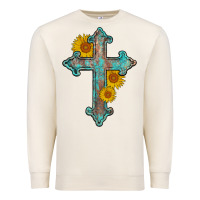 Sandshell turquoise sunflower cross Premium Sweatshirt - AdoDesignShop