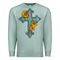 Seafoam turquoise sunflower cross Premium Sweatshirt - AdoDesignShop