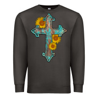 Smoke turquoise sunflower cross Premium Sweatshirt - AdoDesignShop