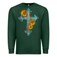 Sports Green turquoise sunflower cross Premium Sweatshirt - AdoDesignShop