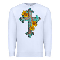 White turquoise sunflower cross Premium Sweatshirt - AdoDesignShop