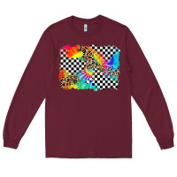 Burgundy race leopard tie dye background Long Sleeve Tee - Zillion Design Studio