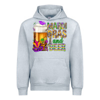 Heather Grey Mardi Gras and beer Urban Hoodie - BundleAndBundleShop
