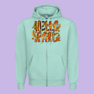 Hello Fall Zipper Hoodie Designed By Racoondesign