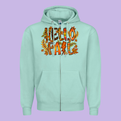 Hello Fall Zipper Hoodie Designed By Racoondesign