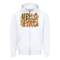 White hello fall Zipper Hoodie - RacoonDesign
