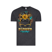 Vintage Black blessed mama messy bun Vintage Tee - BarkalooDesign
