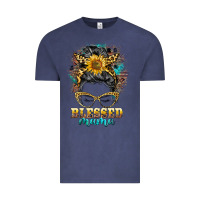 Vintage Denim blessed mama messy bun Vintage Tee - BarkalooDesign