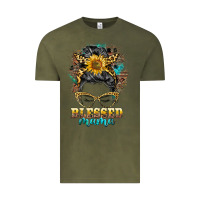 Vintage Olive blessed mama messy bun Vintage Tee - BarkalooDesign