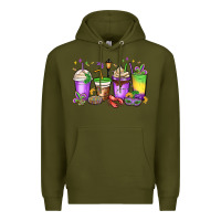 Army Green mardi gras coffee cups Premium Hoodie - MaliasSmallBusiness