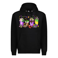 Black mardi gras coffee cups Premium Hoodie - MaliasSmallBusiness
