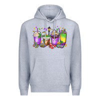 Heather Grey mardi gras coffee cups Premium Hoodie - MaliasSmallBusiness